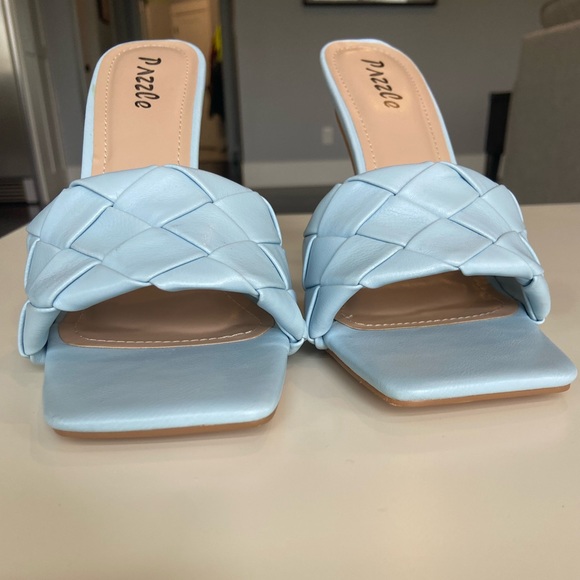 Pazzle New Cross Woven Rhombus Women High Heels Square Toe Sandal - Picture 5 of 8